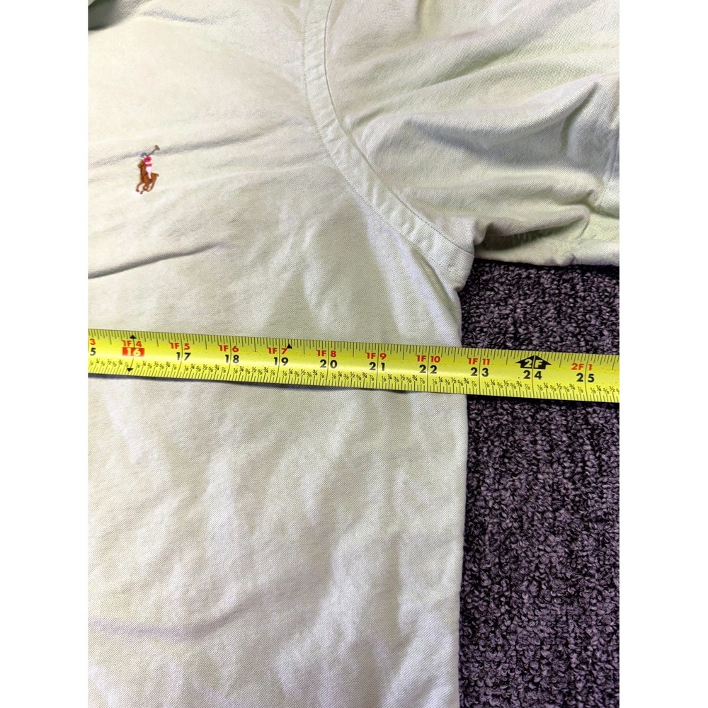 Ralph Lauren Button Down Mens Large Green Short Sleeve Cotton Logo Shirt - Picture 10 of 16